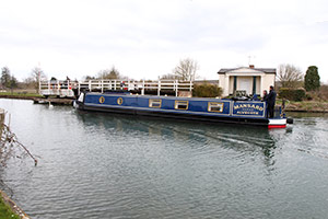 Splatt bridge with boat passing through