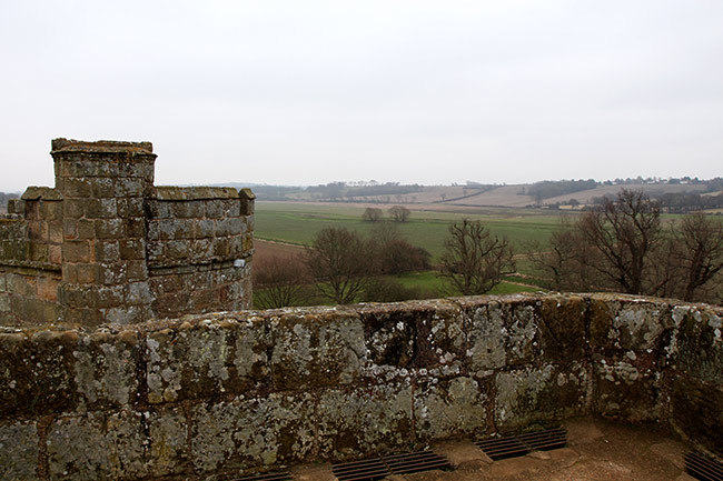 View of countryside from Bodiam Castle Postern tower