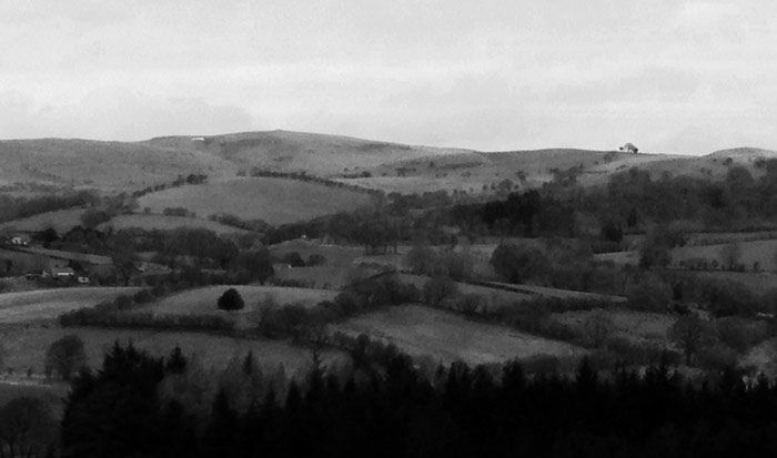 landscape, Powys, black and white